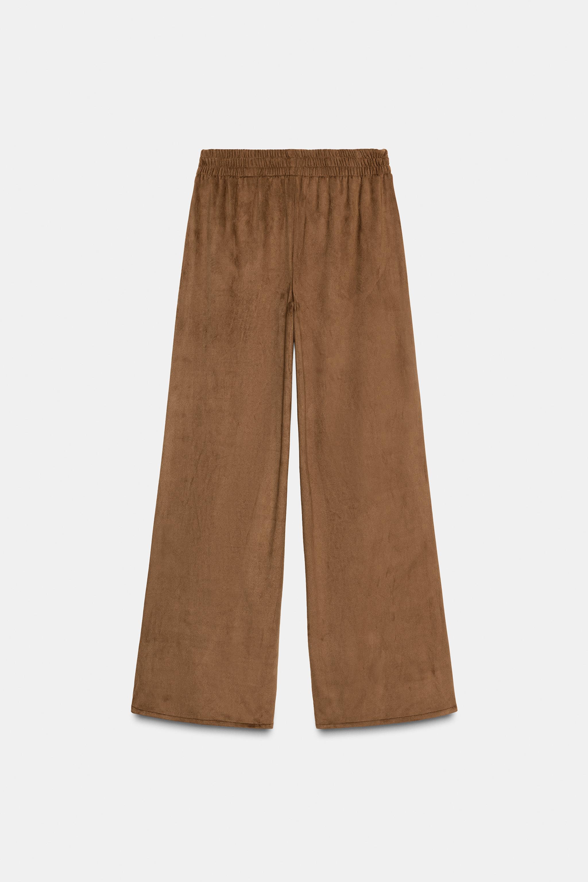 PANTALON LARGE EFFET DAIM